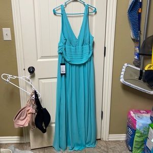 Aqua maxi cocktail dress. Never worn! Gorgeous!